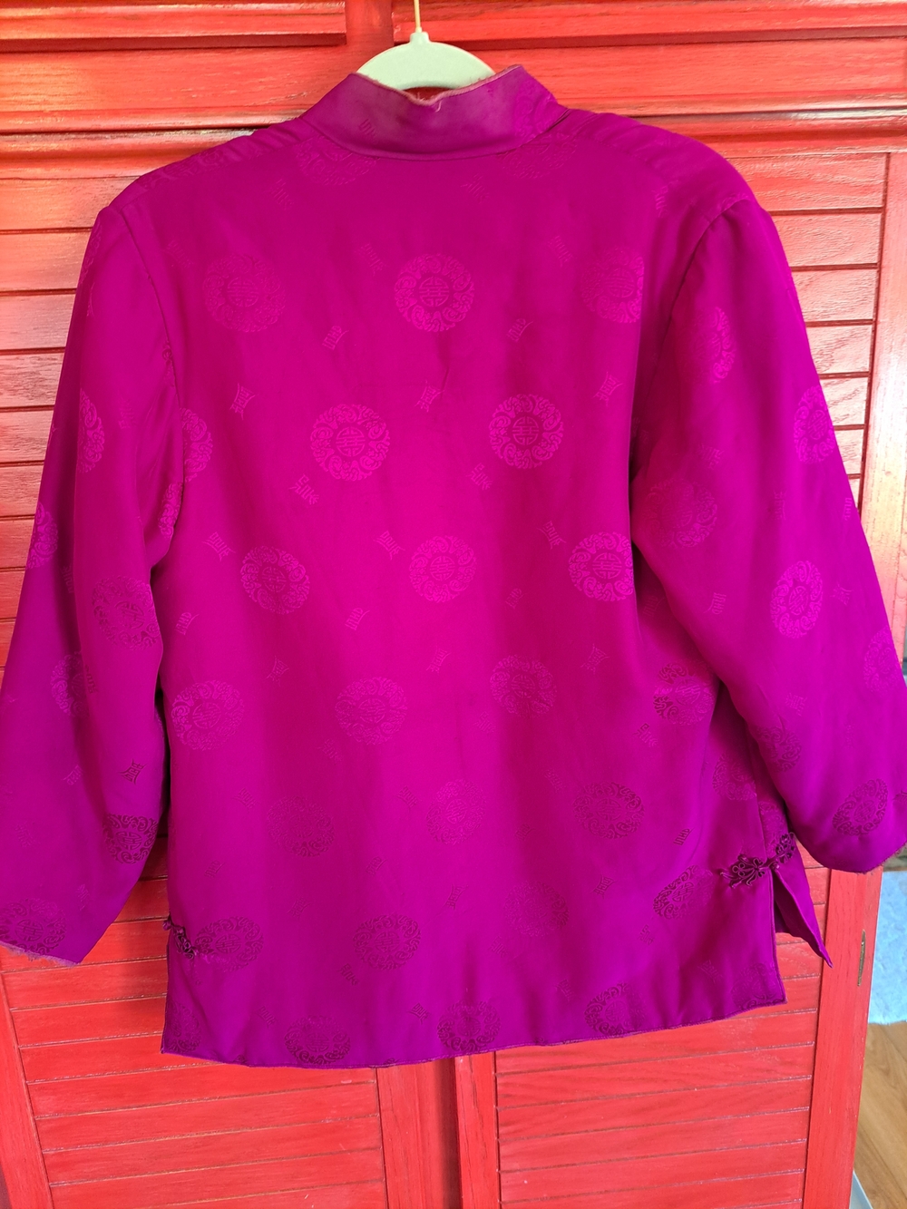 Vintage Fuchsia Mandarin Collar Jacket - Double Horse See Description Silk - Picture 7 of 9